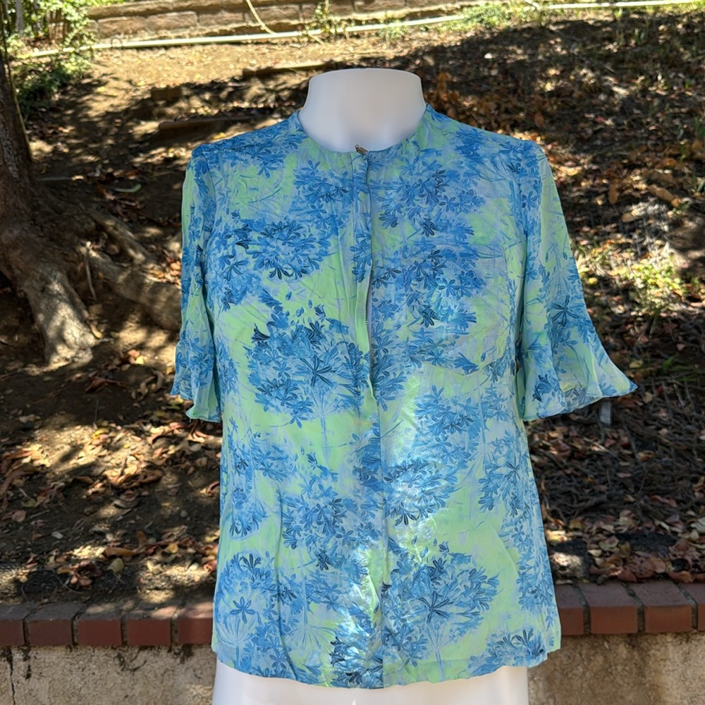 Nanette lepore silk resort beach vacation blouse sz med